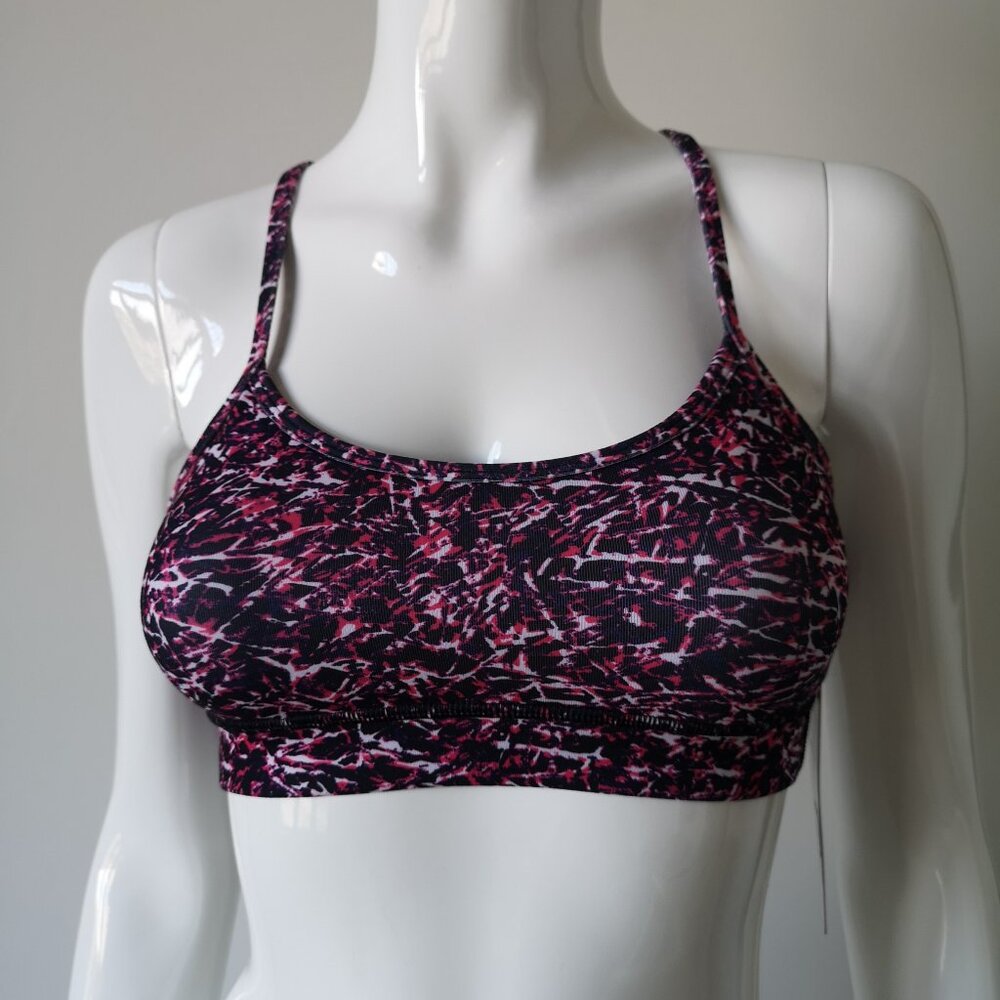 NWT LULULEMON RIPJ/WHT Purple Multi Soft Luon B/C Cup All Sport Flow Y Bra 4